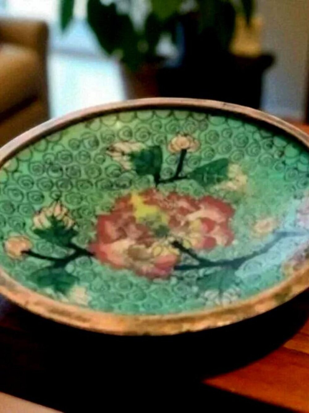 Vintage Chinese Enamel Cloisonne Copper Bowl